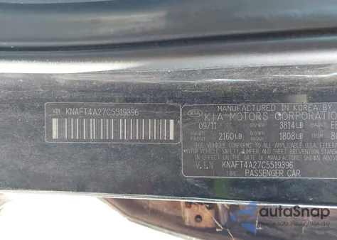 2012 Kia Forte Lx z USA, uszkodzony, nr VIN KNAFT4A27C5519396